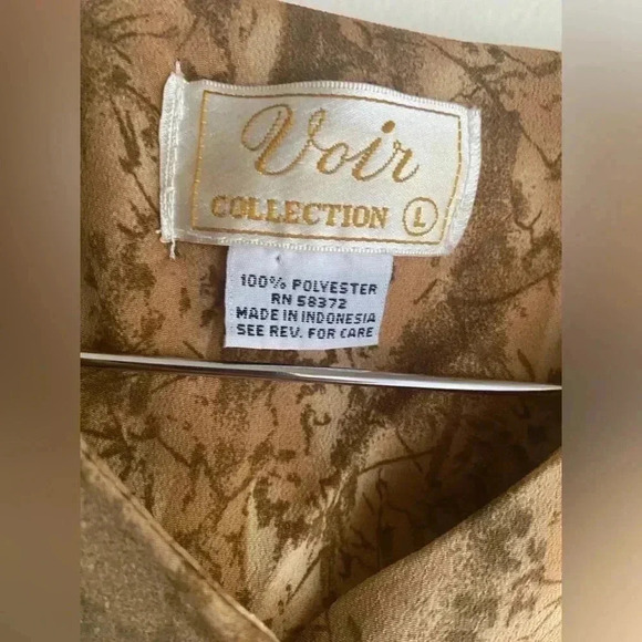 Vintage Voir Collection Button Down Tie Waist Dress Short Sleeve Size Large Tan - Picture 3 of 8